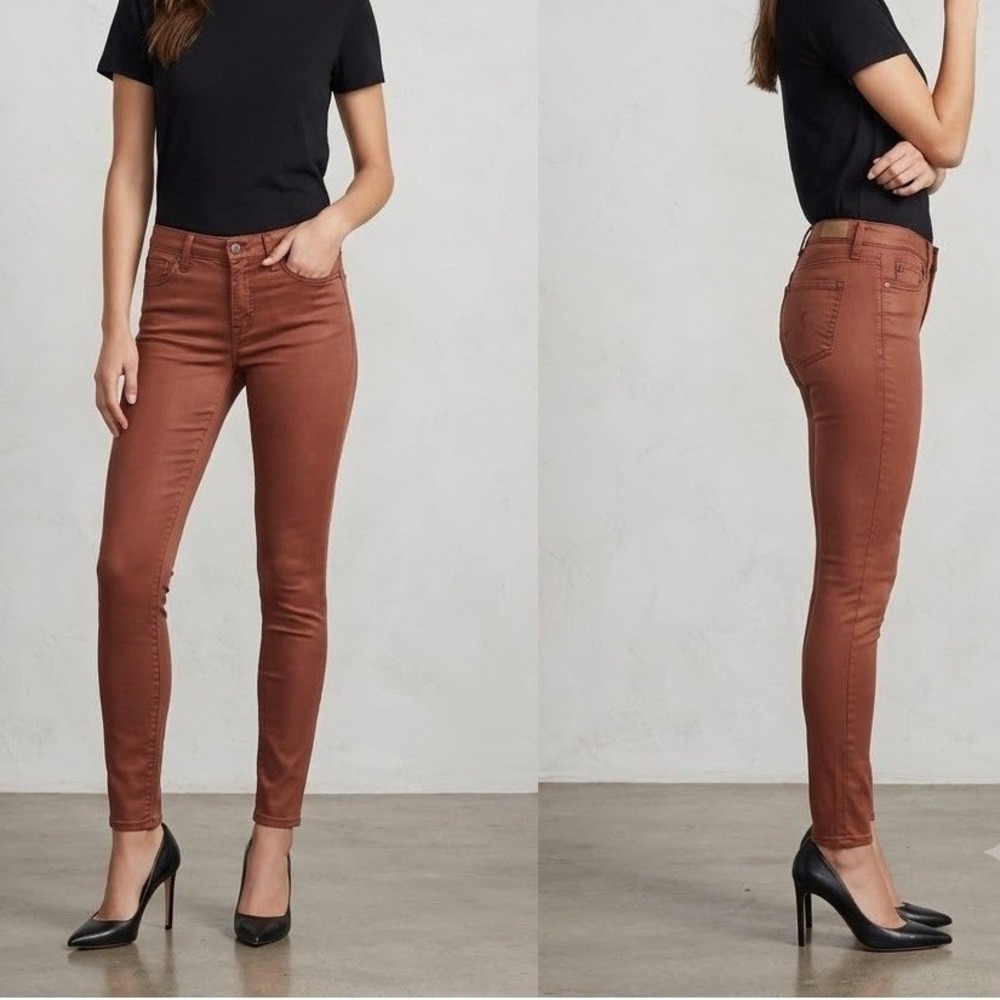 AG Adriano Goldschmied The‎ Legging Ankle Jeans Women 25R Rust Brown Sateen